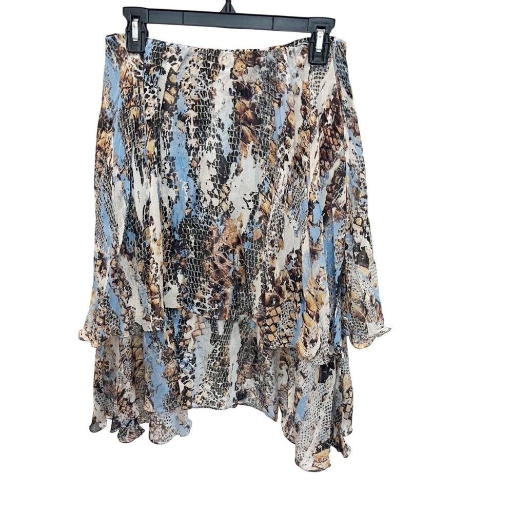 SHAN Blue Snakeskin‎ Reptile Multi Way Cover Up Silk Skirt - Size 10